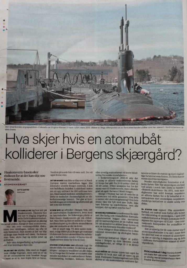 Hva skjer hvis en atomubåt kolliderer i Bergens skjærgård?
