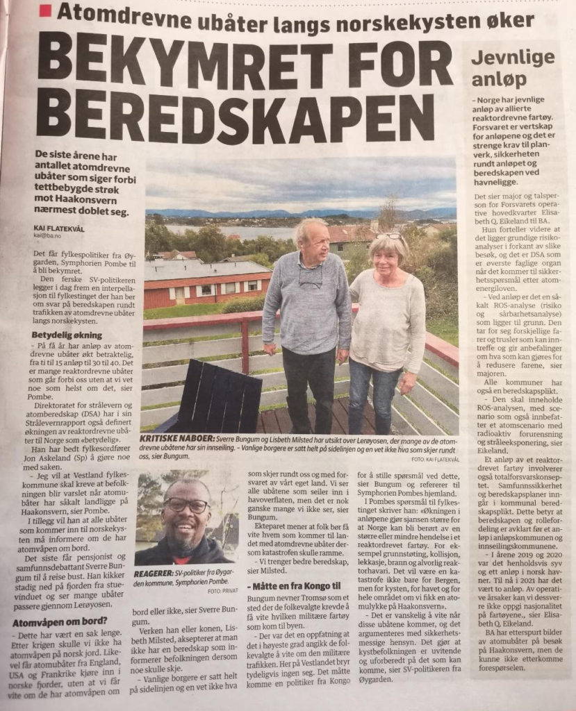 SV fremmer interpellasjon om atomubåter til Haakonsvern